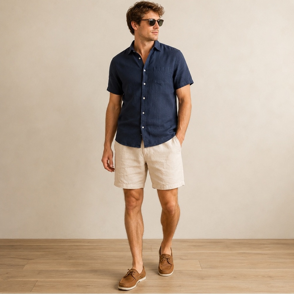 Reed Edward 100% Linen Shorts 34W Pink